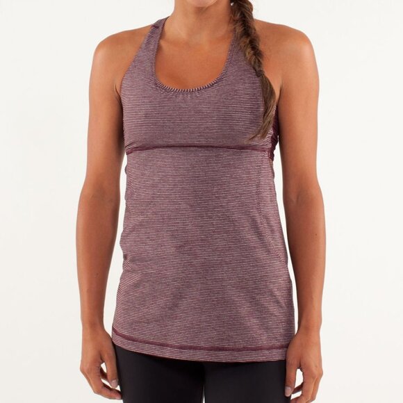 NEW Lululemon Turbo Tank Tonka Stripe Bordeaux Drama / Heathered Bordeaux Drama - Picture 2 of 13